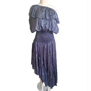 Muche & Muchette Lavish Navy Metallic Asymmetrical Dress NWT, One Size